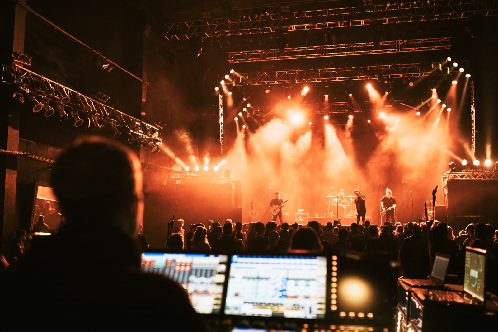Sound engineering setup at conference