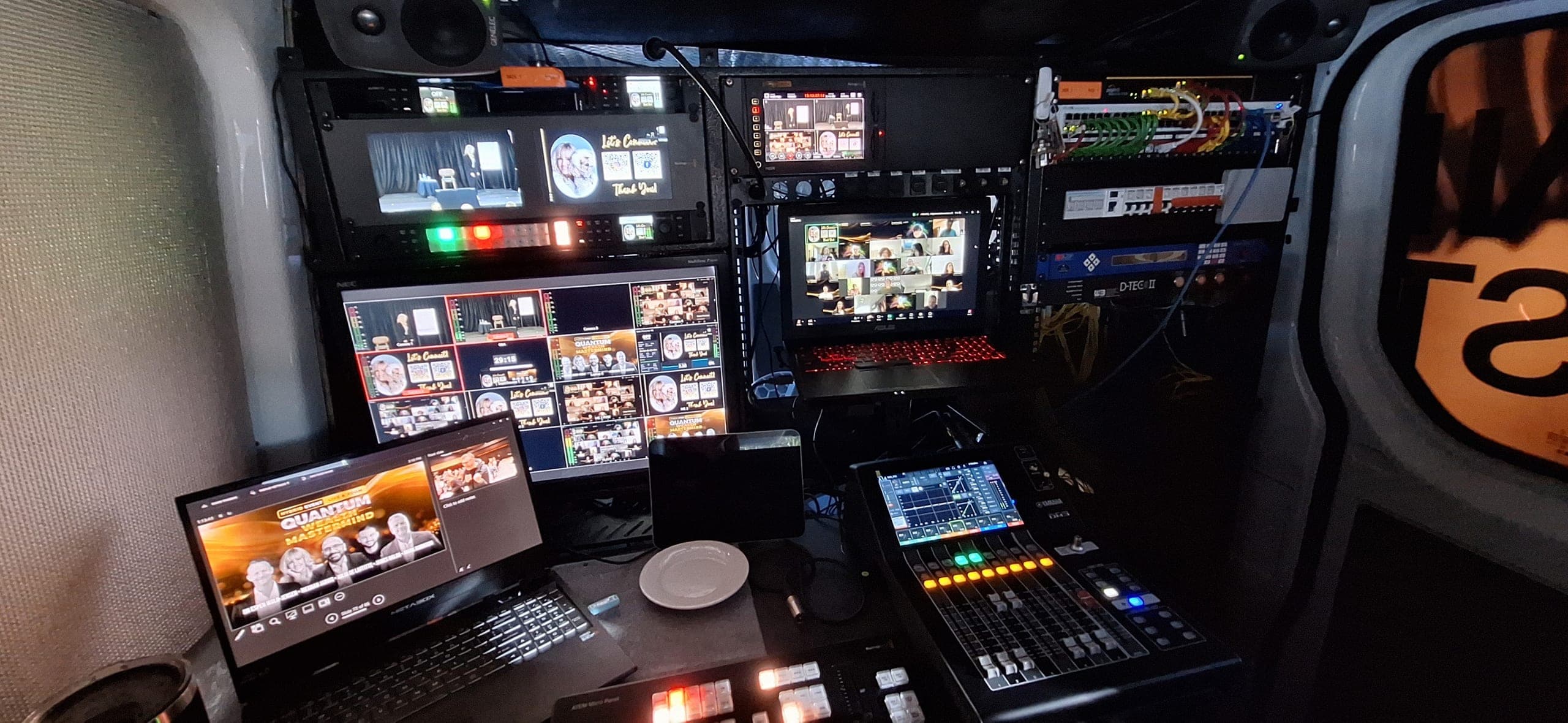 Private hybrid conference — broadcast van production