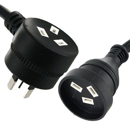 240V Black Piggyback Extension Lead – 2m